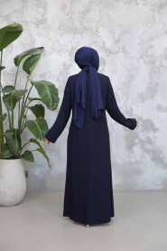 Modest Navy Blue Plus Size Abaya Dubai 29122L - 4