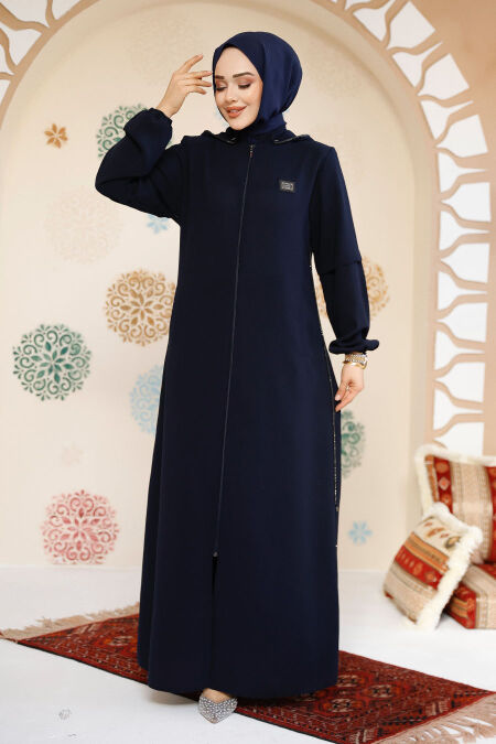 Modest Navy Blue Plus Size Abaya Dubai 61362L - NEVA STYLE