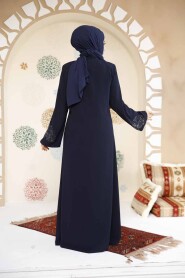 Modest Navy Blue Plus Size Abaya For Women 17007L - 5