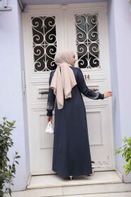 Modest Navy Blue Plus Size Dress 23815L - 3