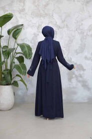 Modest Navy Blue Plus Size Dubai Abaya 29124L - 3