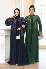 Modest Navy Blue Plus Size Engagement Dress 25912L - 3