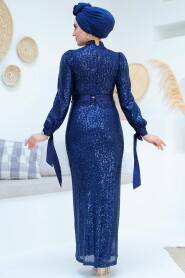 Modest Navy Blue Prom Dress 4667L - 3