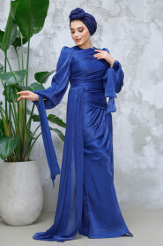 Modest Navy Blue Prom Dress 48491L - 2