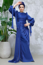 Modest Navy Blue Prom Dress 48491L - 3