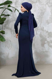 Modest Navy Blue Prom Dress 4964L - 4
