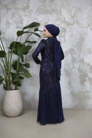 Modest Navy Blue Prom Dress 50261L - 4