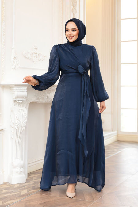 Modest Navy Blue Prom Dress 62191L - NEVA STYLE