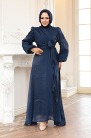 Modest Navy Blue Prom Dress 62191L - 2