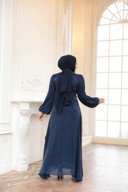 Modest Navy Blue Prom Dress 62191L - 3