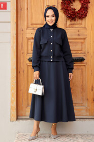 Modest Navy Blue Skirt Dual Suit 12261L - 2