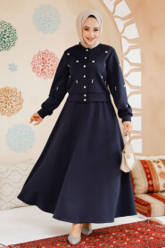 Modest Navy Blue Skirted Dual Suit 1277L 