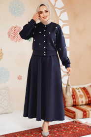 Modest Navy Blue Skirted Dual Suit 1277L - 2