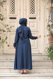 Modest Navy Blue Skirted Dual Suit 44723L - 4