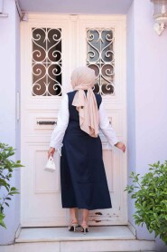 Modest Navy Blue Skirted Dual Suit 75471L - 3