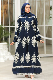 Modest Navy Blue Summer Dress 23172L - 1