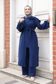 Modest Navy Blue Three Suit 7677L - 2