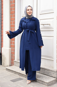 Modest Navy Blue Three Suit 7677L - 3