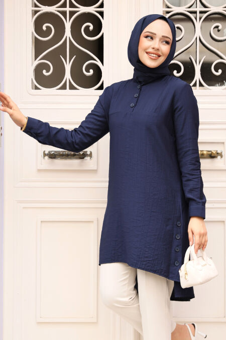 Modest Navy Blue Top 4664L - NEVA STYLE