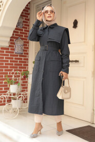 Modest Navy Blue Trench Coat 19023L - 2