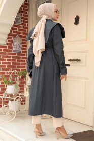 Modest Navy Blue Trench Coat 19023L - 3