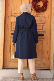 Modest Navy Blue Trench Coat 61221L - 3