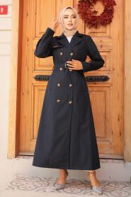 Modest Navy Blue Trench Coat 61500L - 2