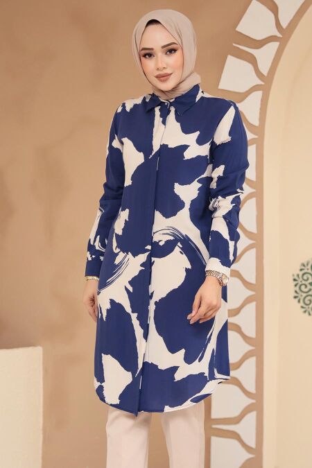 Modest Navy Blue Tunic 11728L - NEVA STYLE