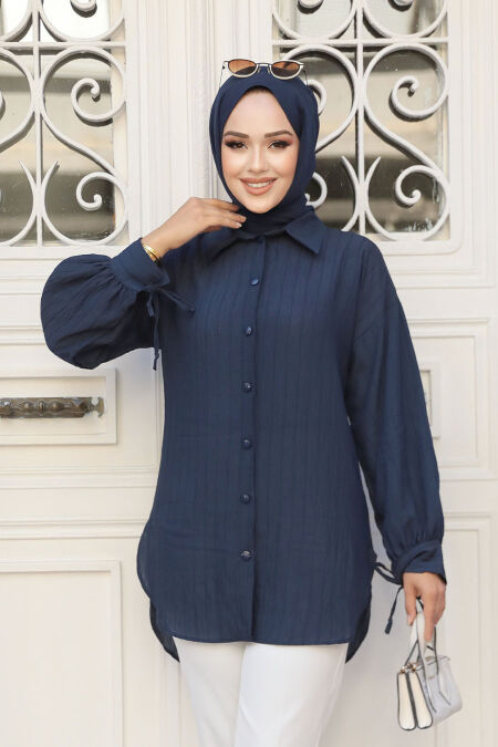 Modest Navy Blue Tunic 12102L - NEVA STYLE