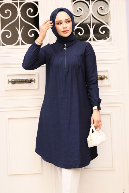 Modest Navy Blue Tunic 1467L - NEVA STYLE