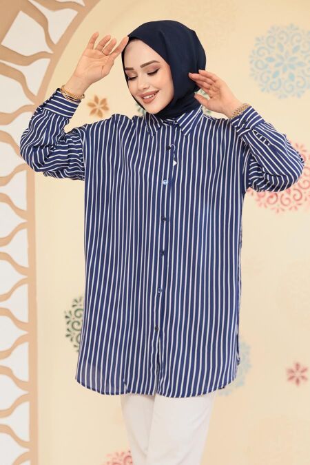 Modest Navy Blue Tunic 20417L - NEVA STYLE