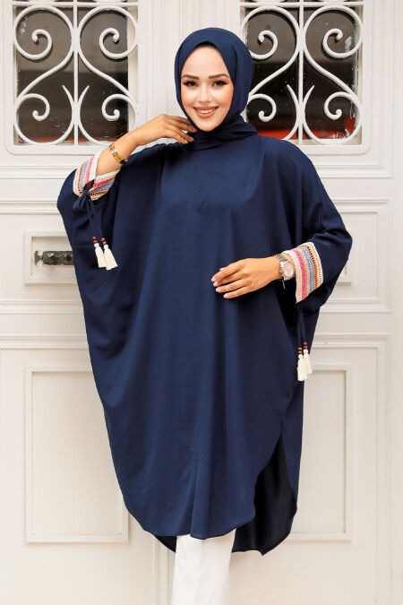 Modest Navy Blue Tunic 210061L - NEVA STYLE