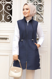 Modest Navy Blue Vest 80251L - 2