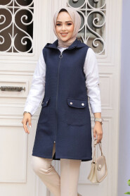 Modest Navy Blue Vest 80264L - 2