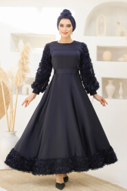 Modest Navy Blue Wedding Dress 4661L - 2