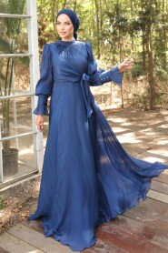 Modest Navy Blue Wedding Dress 48051L - 1