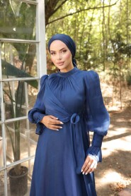 Modest Navy Blue Wedding Dress 48051L - 2