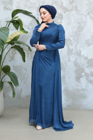 Modest Navy Blue Wedding Dress 51481L - 3