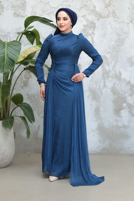 Modest Navy Blue Wedding Dress 51481L - NEVA STYLE