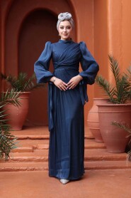 Modest Navy Blue Wedding Dress 52285L - 2