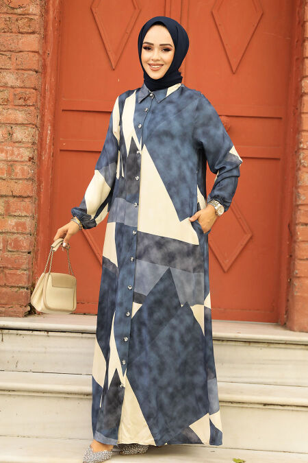 Modest Navy Blue Women Dress 19501L - NEVA STYLE