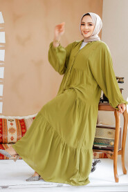 Modest Oil Green Dress For Women 20612YY - 2