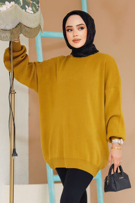 Modest Oil Green Knitwear Jumper Top 17201YY - NEVA STYLE