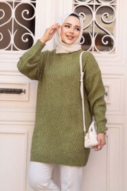Modest Oil Green Knitwear Tunic 7852YY - 1