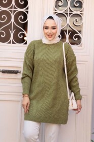 Modest Oil Green Knitwear Tunic 7852YY - 2