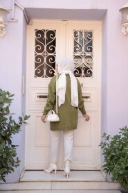Modest Oil Green Knitwear Tunic 7852YY - 4