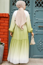 Modest Oil Green Long Dress 12536YY - 3