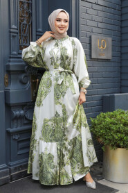 Modest Oil Green Long Dress 23157YY - 2