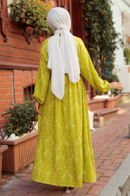 Modest Oil Green Long Dress 61014YY - 4