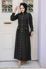 Modest Black Maxi Dress 23051S - 2